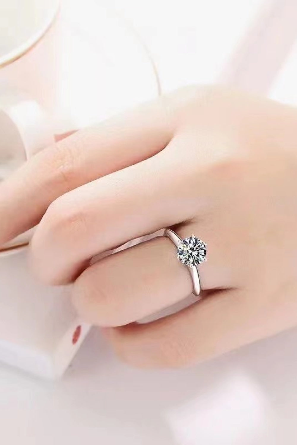 Adored Sterling Silver 3 Carat Moissanite 6-Prong Ring - alternate ring view