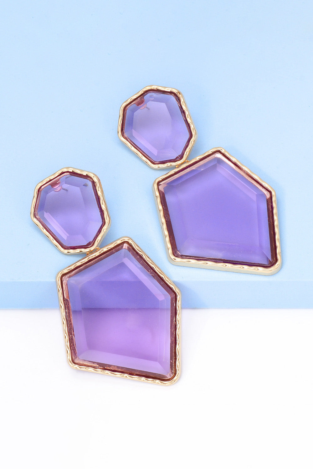 Geometric Shape Zinc Alloy Frame Resin Dangle Earrings - alternate earring view