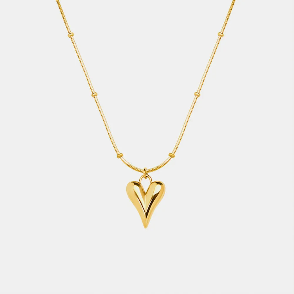 Titanium Steel Heart Pendant Necklace in Silver - women's pendant necklace