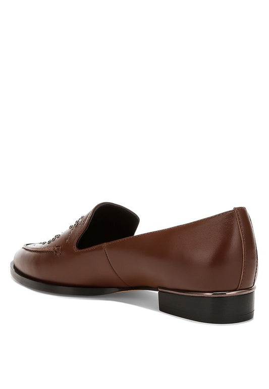 Studded Genuine Leather Loafers