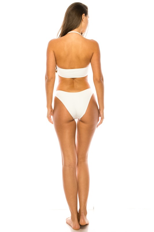 Twist-Front Halter Bikini Set