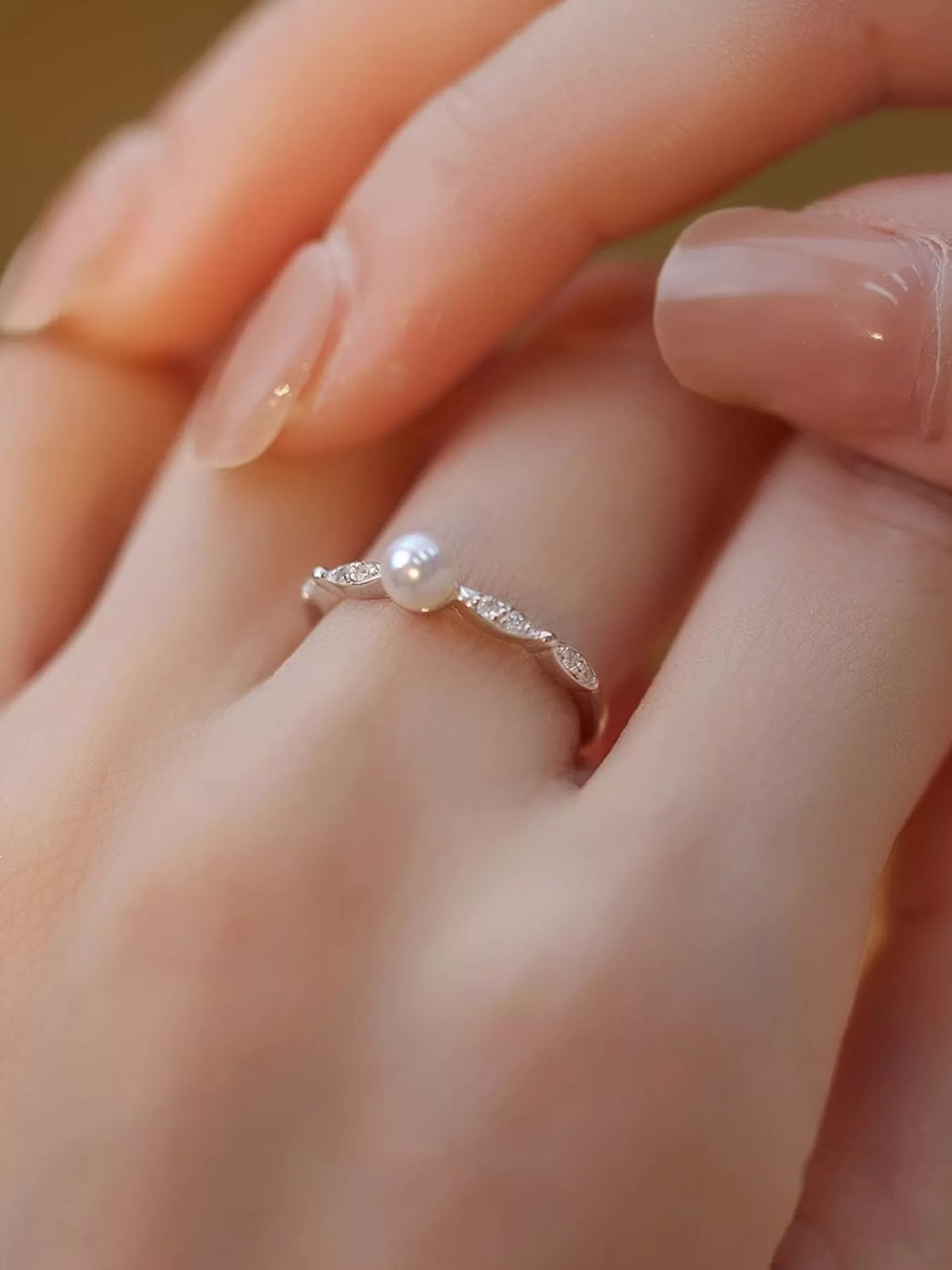 Sterling Silver Pearl Ring - alternate ring view