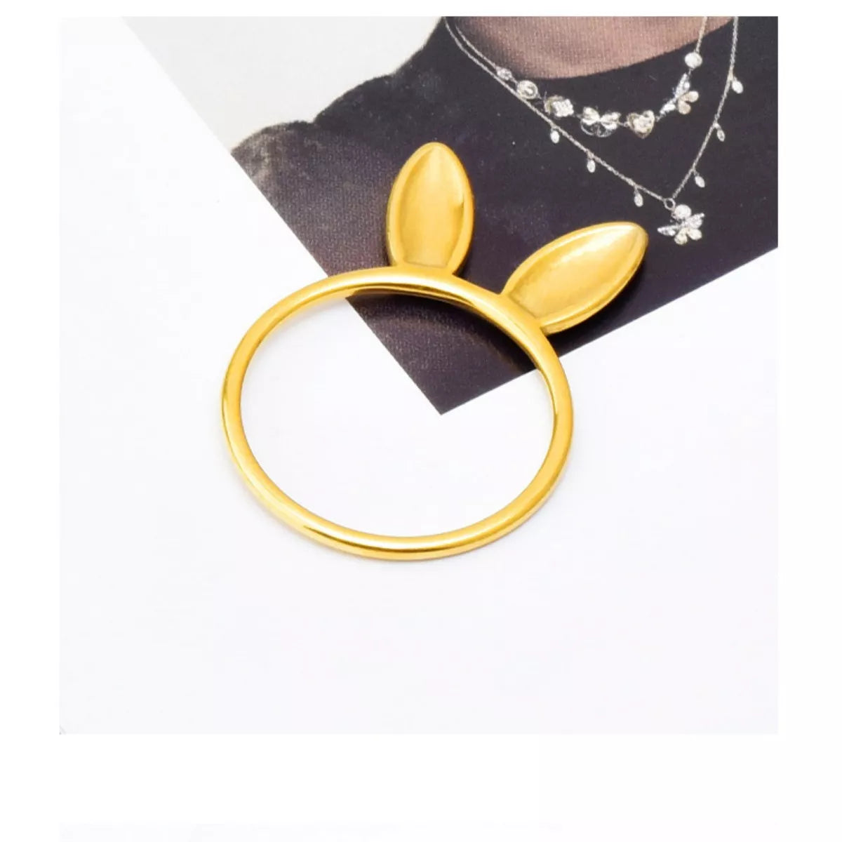 18K Gold-Plated Bunny Ear Ring in Gold - women's ring