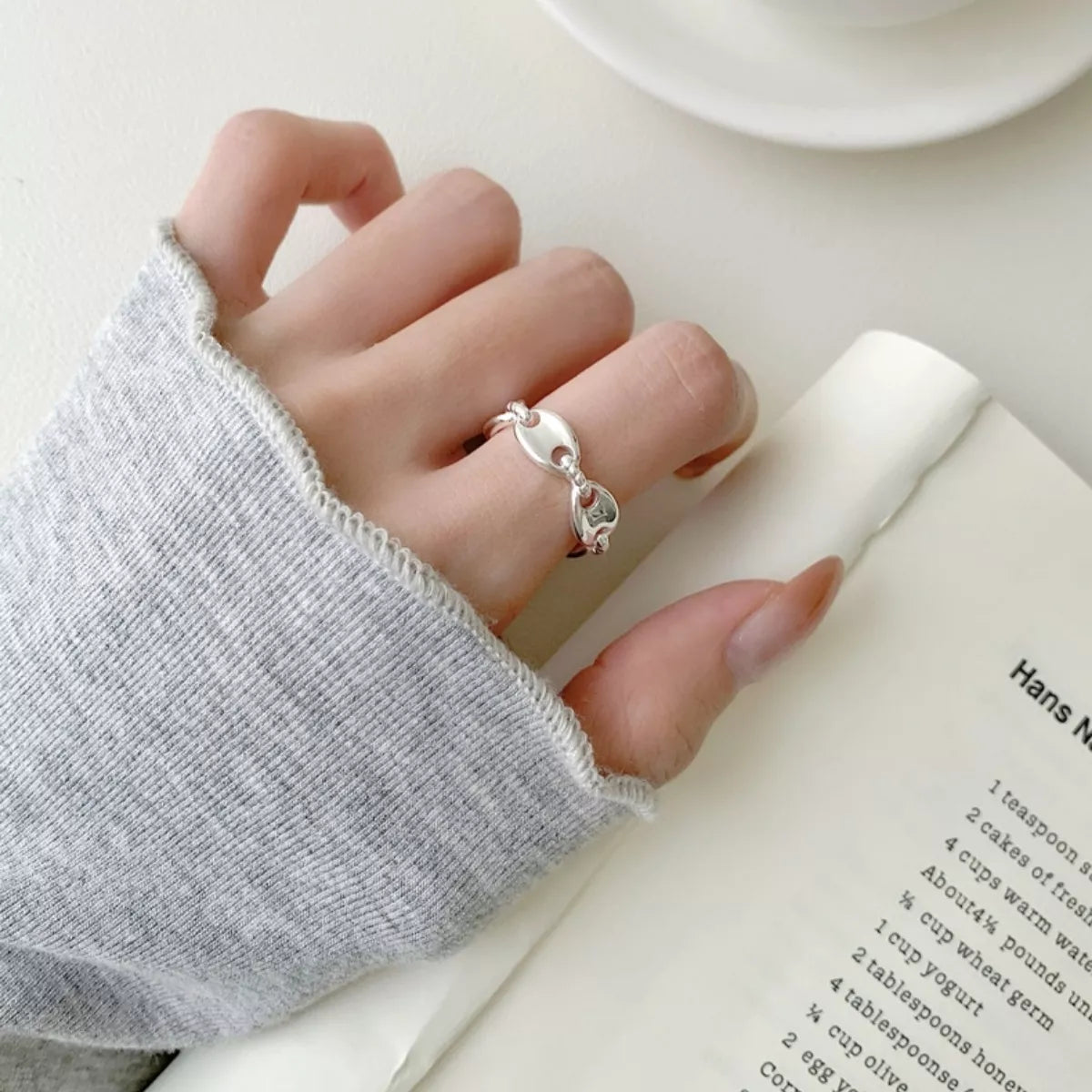Sterling Silver Pig's Snout Ring - alternate ring view