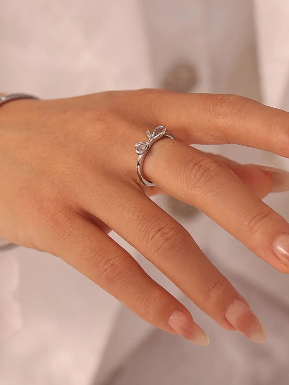 Stainless Steel Bow Ring in Gold - women's ring