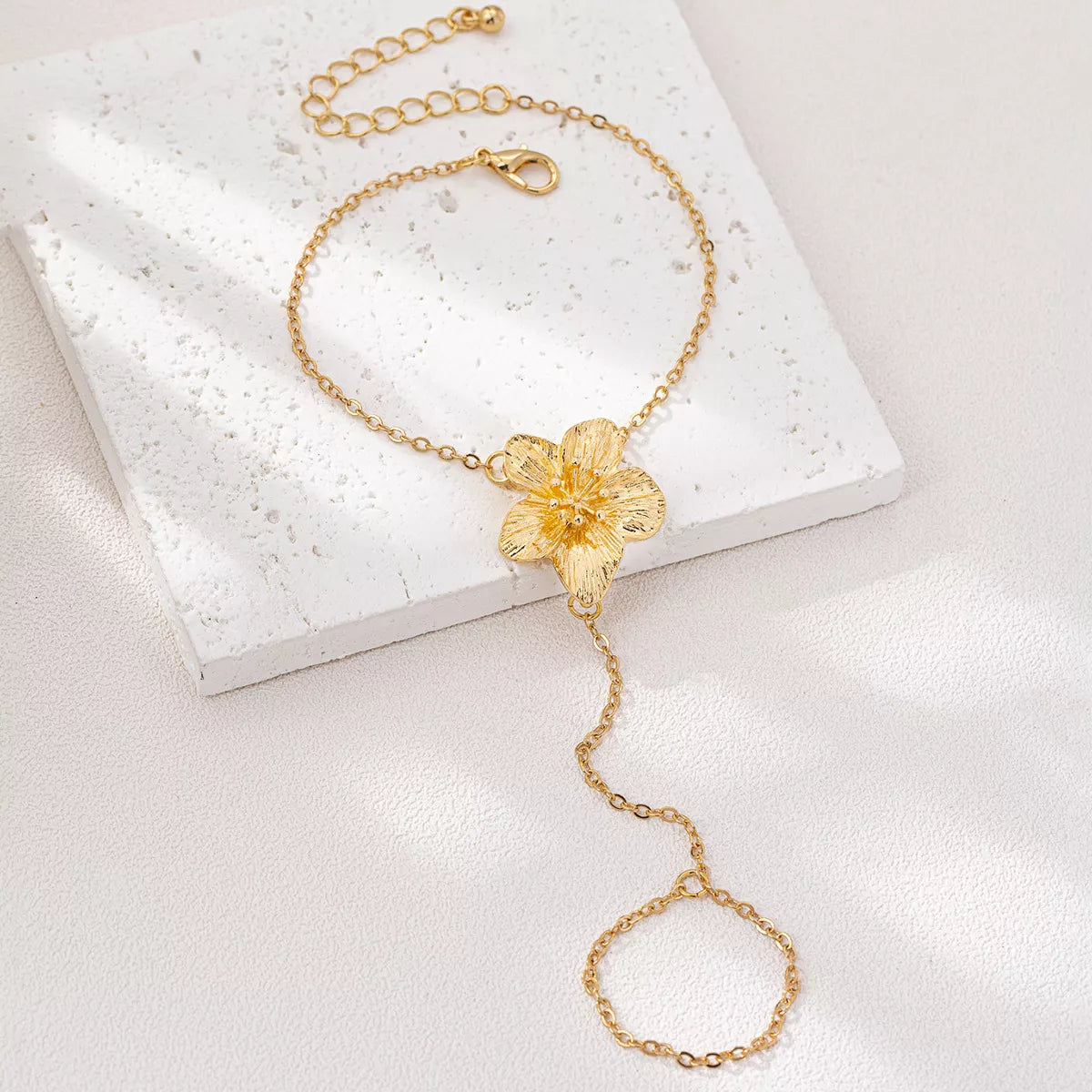 18K Gold-Plated Chain Flower Bracelet - alternate jewelry view