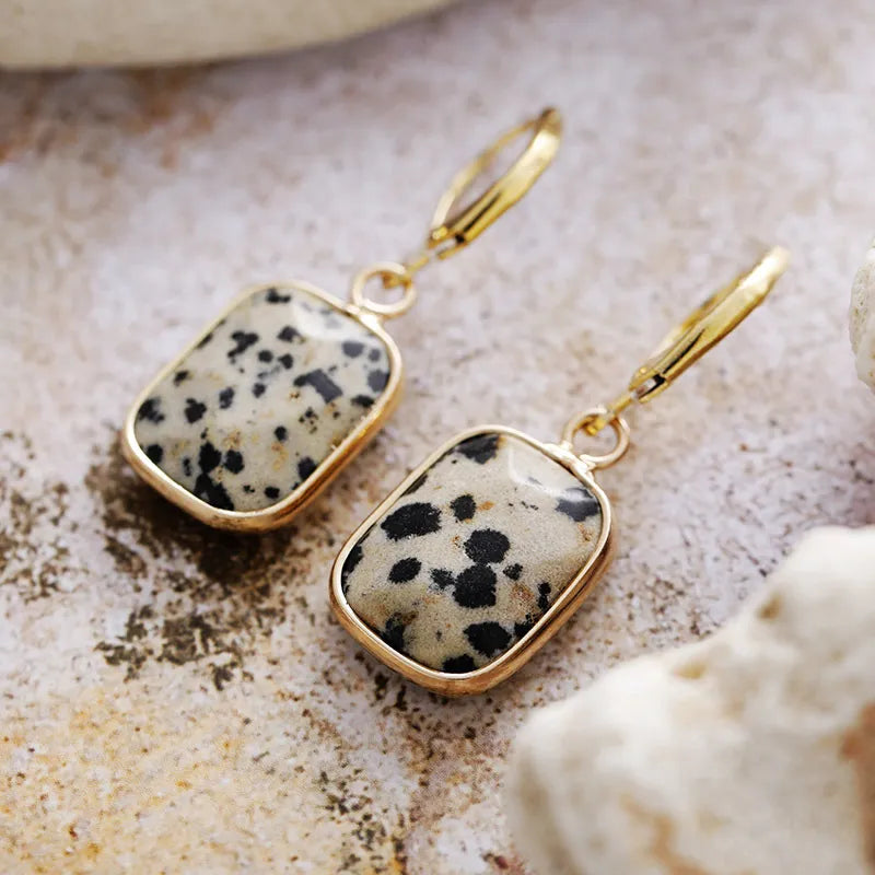 Copper Natural Stone Dangle Earrings - alternate earring view
