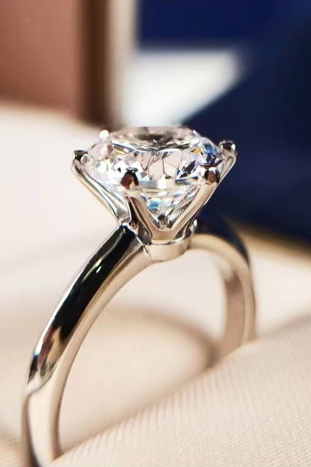 Adored Sterling Silver 3 Carat Moissanite 6-Prong Ring in Silver - women's ring