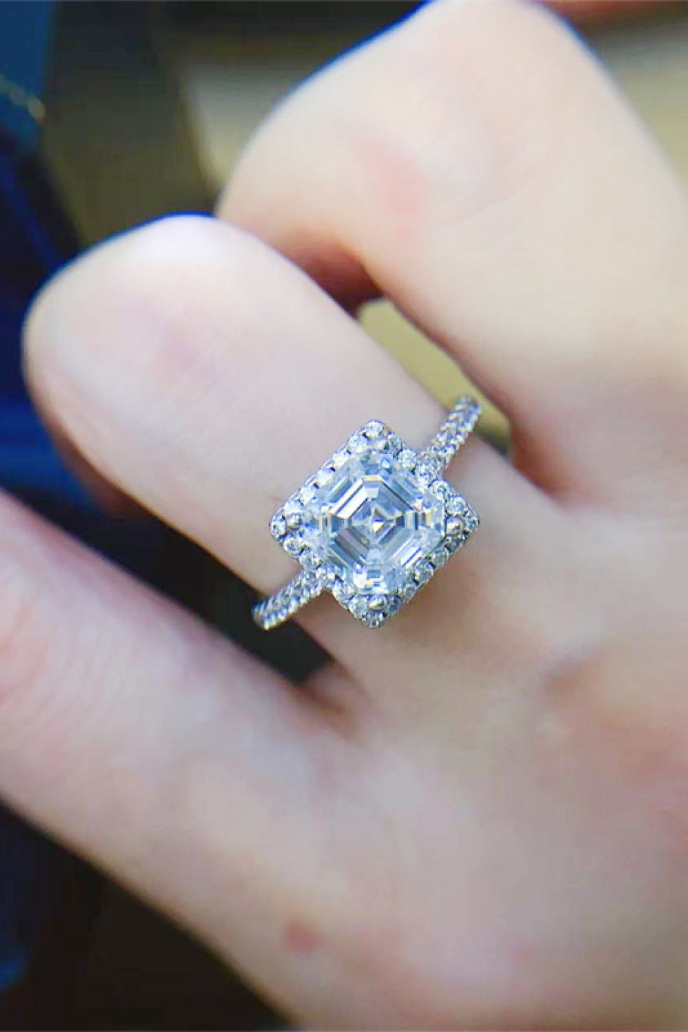 2 Carat Moissanite Sterling Silver Ring in Silver - women's ring