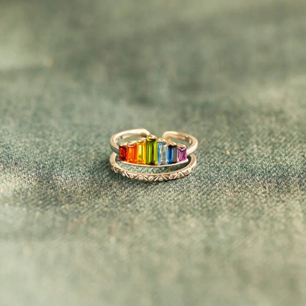 Zircon Sterling Silver Double-Layered Ring - alternate ring view