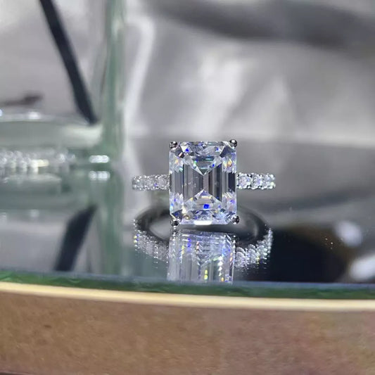 5 Carat Moissanite Sterling Silver Ring in Silver - women's ring