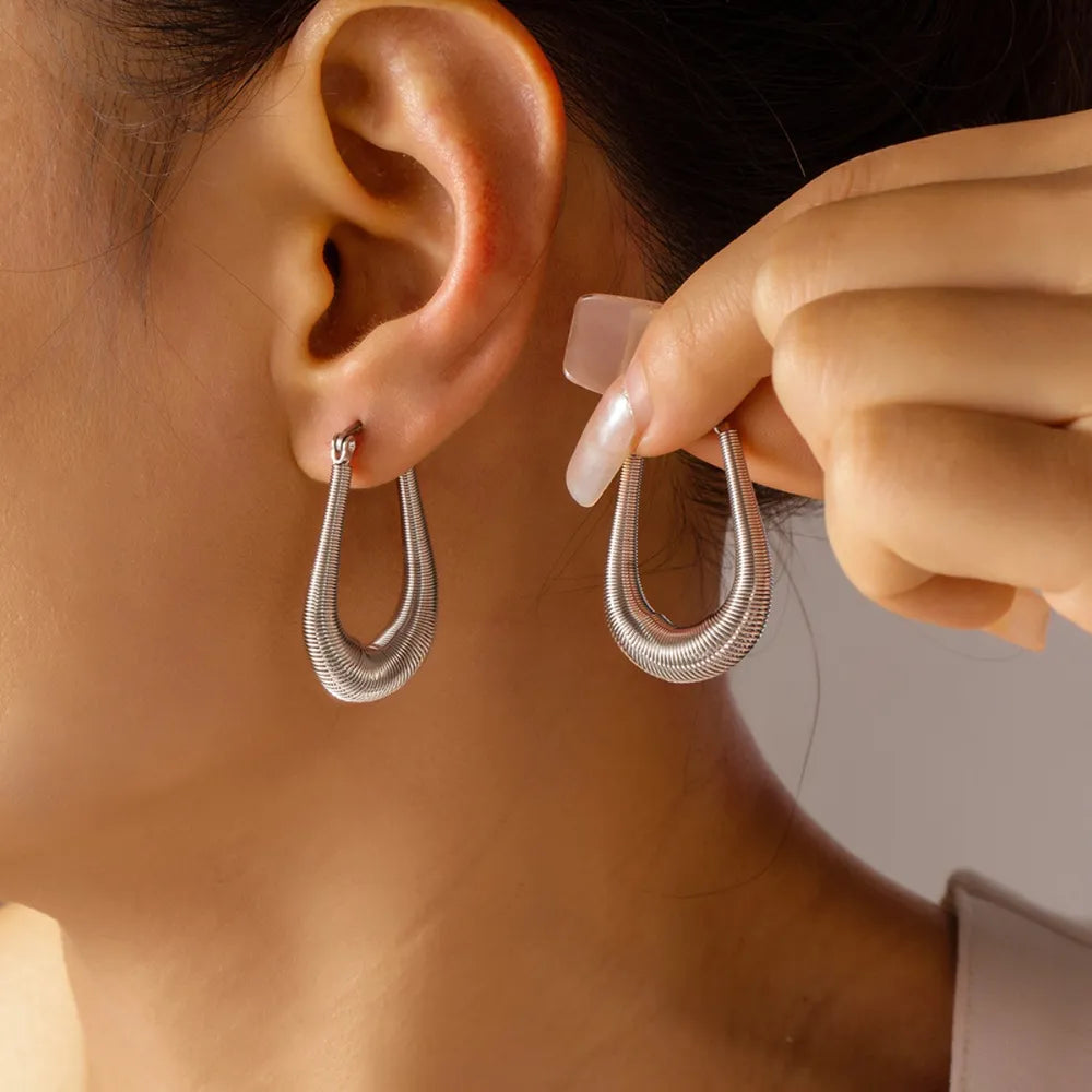 Titanium Steel U Shape Earrings - alternate earring view