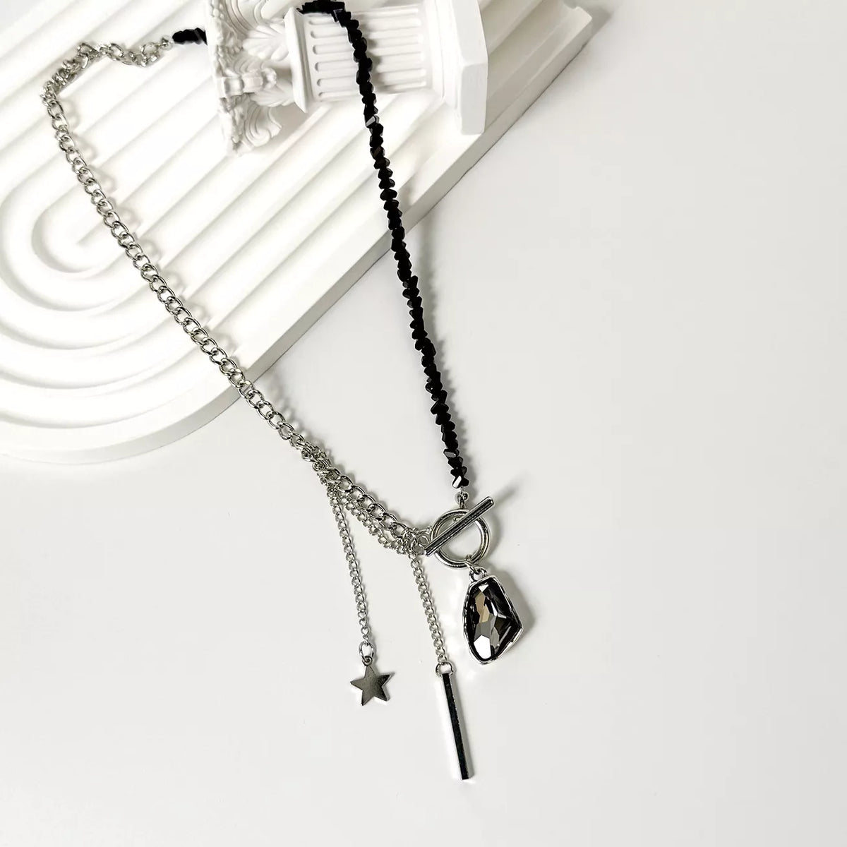 Gothic Punk Star Charm Toggle Necklace - alternate necklace view