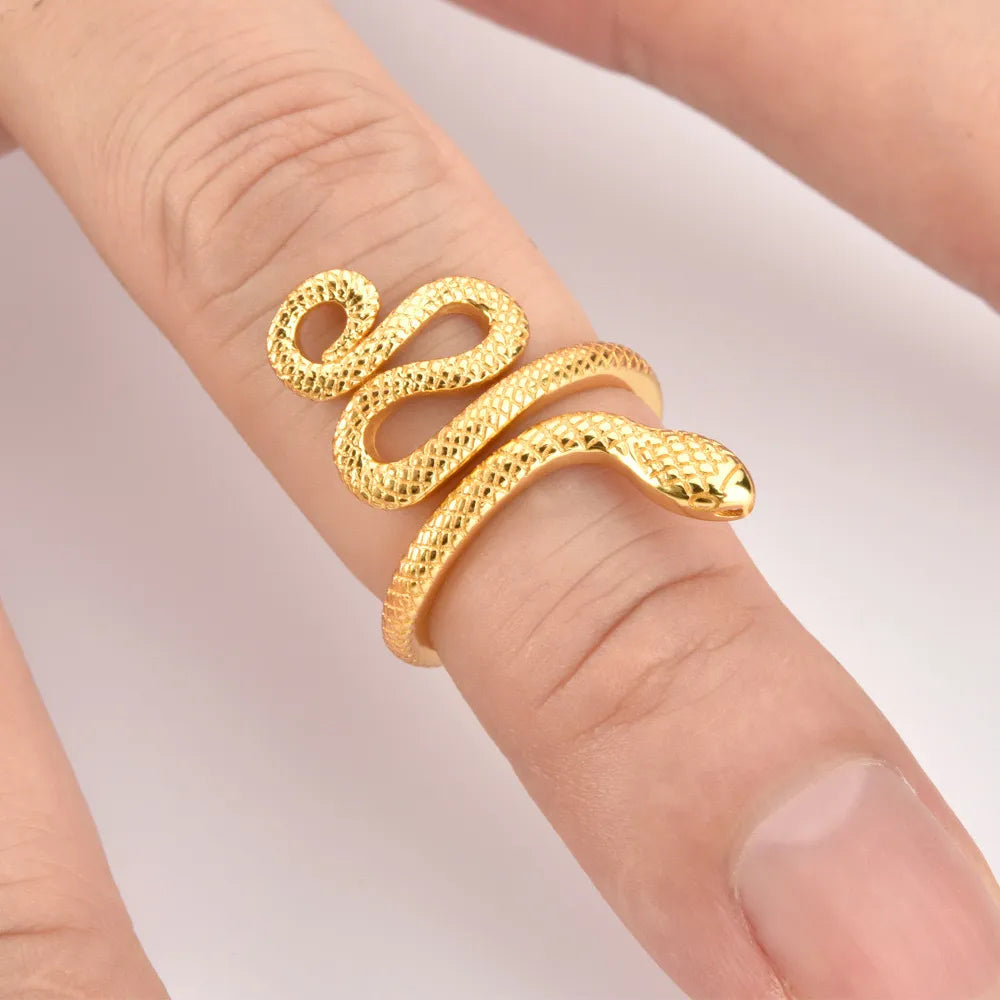 Sterling Silver Snake Shape Ring in Gold - women's ring