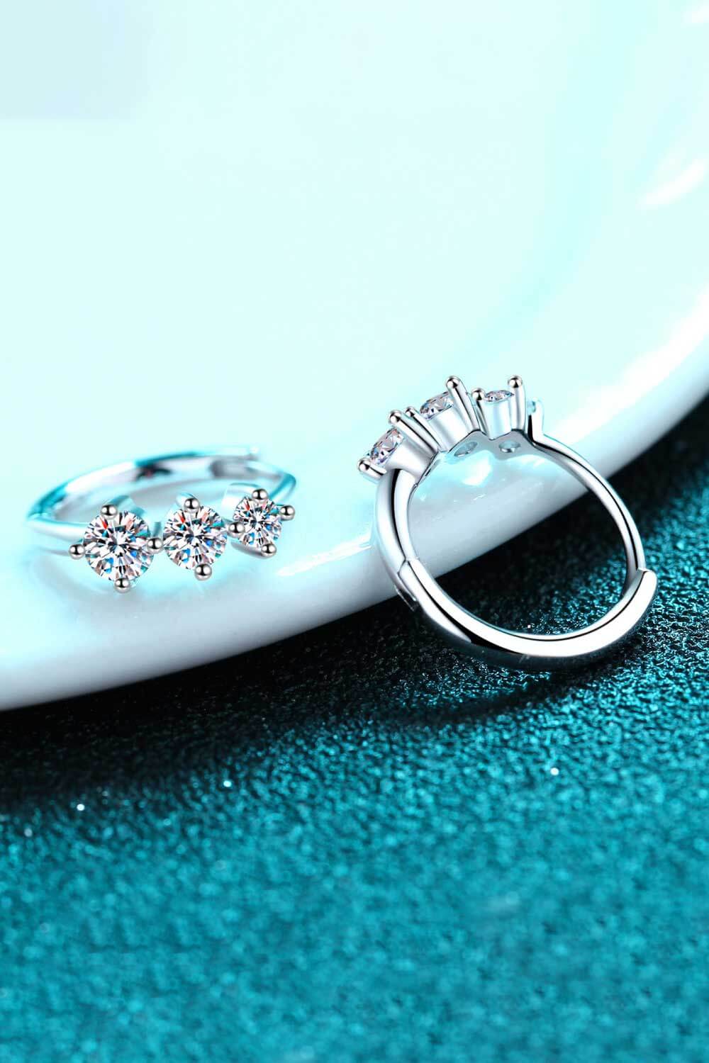 Sterling Silver Moissanite Huggie Earrings - alternate earring view