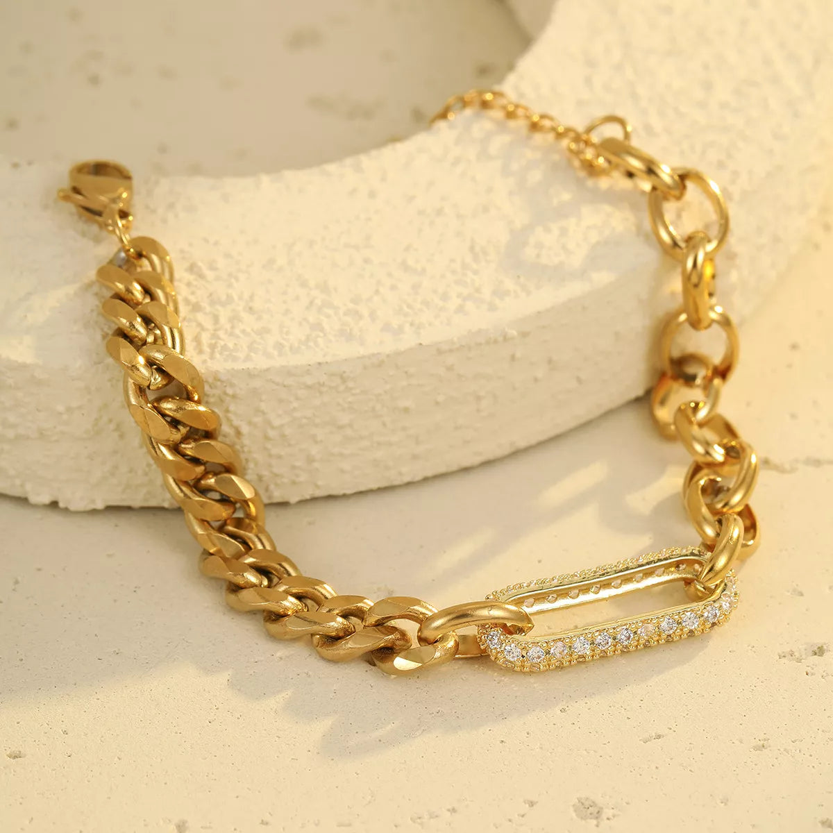 18K Gold-Plated Rhinestone Chain Bracelet - alternate jewelry view