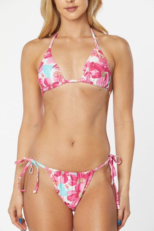 Tropical-Print Bikini Set