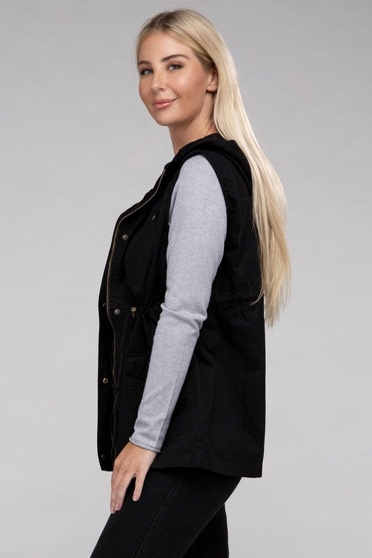 Drawstring Hoodie Vest
