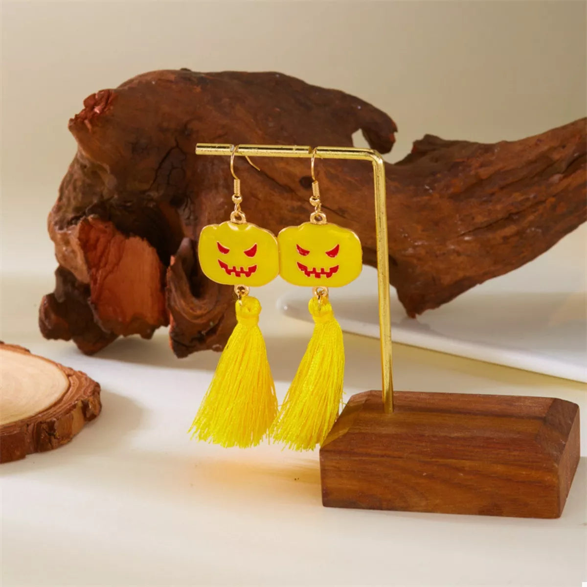 Halloween Ghost and Pumpkin Dangle Earrings - alternate earring view
