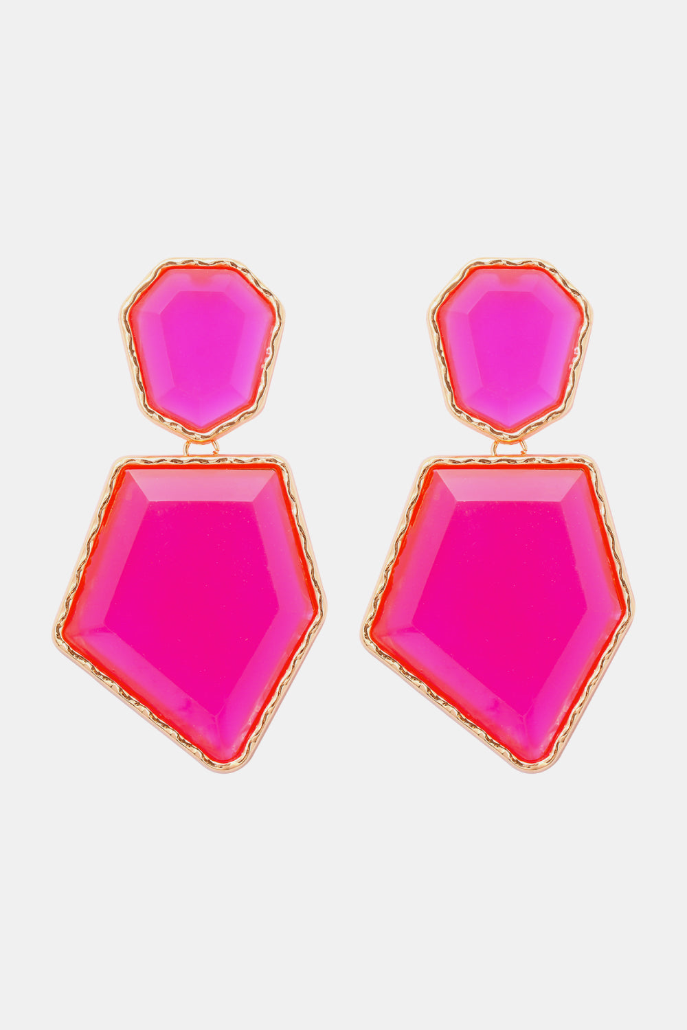 Geometric Shape Zinc Alloy Frame Resin Dangle Earrings - alternate earring view