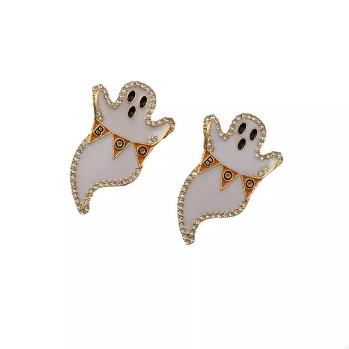 Halloween Ghost and Pumpkin Dangle Earrings - alternate earring view