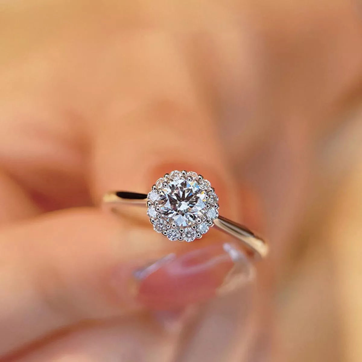 1 Carat Sterling Silver Moissanite Flower Ring in Silver - women's ring