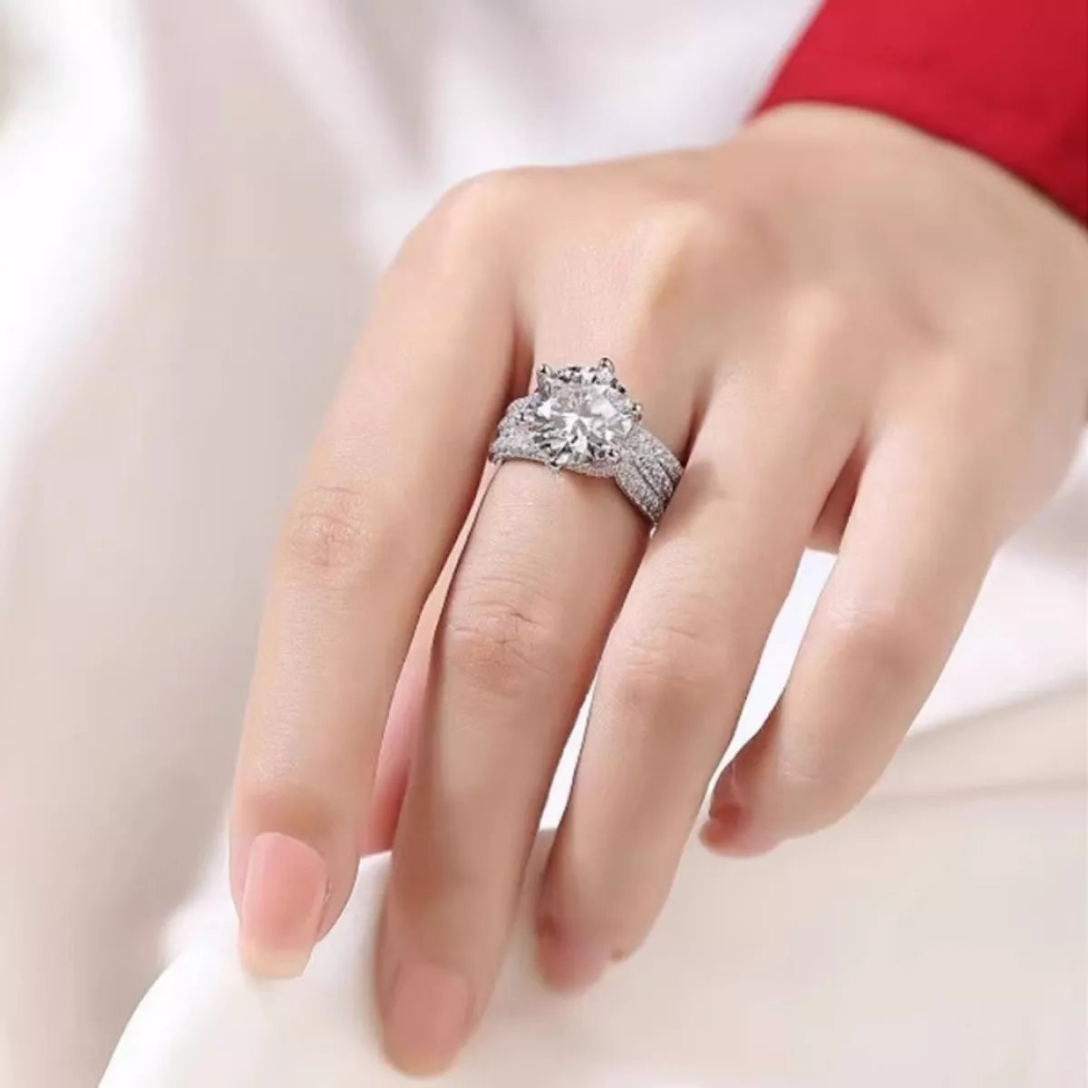 3 Carat Moissanite Sterling Silver Ring in Silver - women's ring