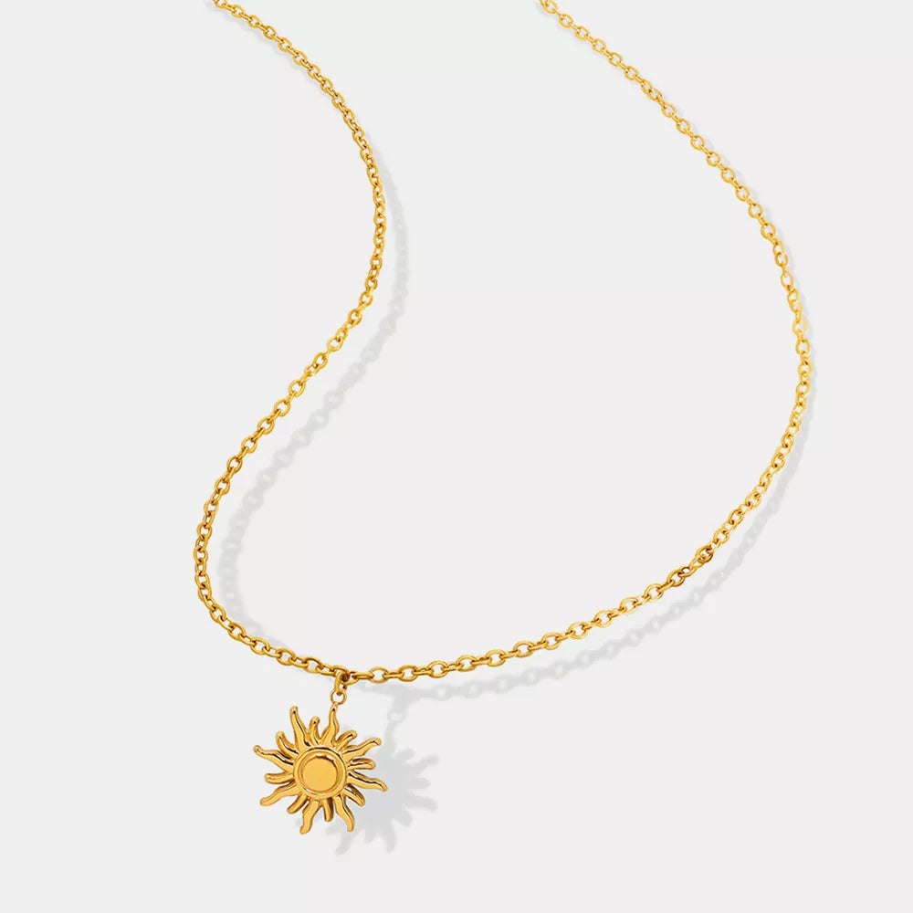Titanium Steel Sun Shape Pendant Necklace in Gold - women's pendant necklace