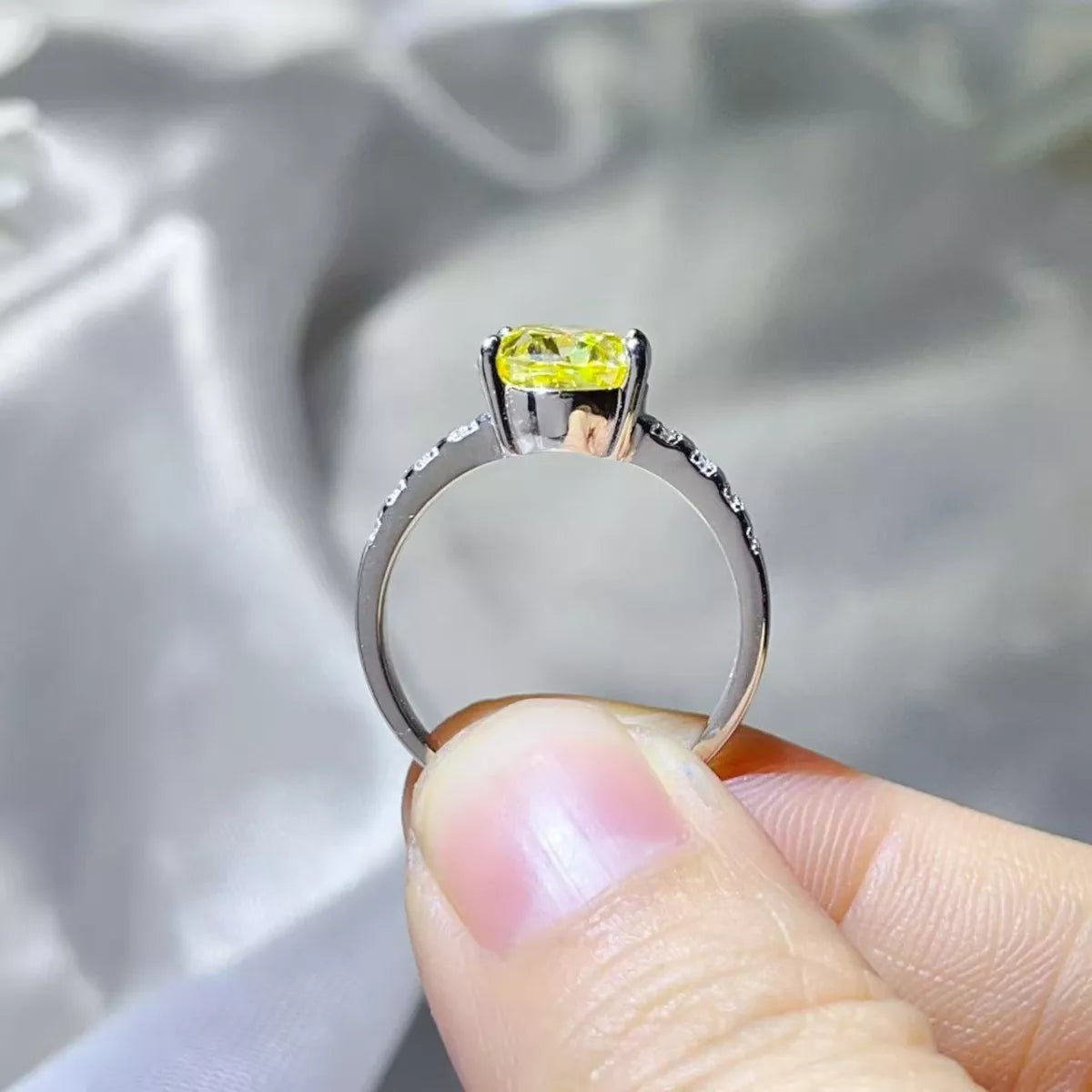 3 Carat Moissanite Oval Sterling Silver Ring in Silver - women's ring