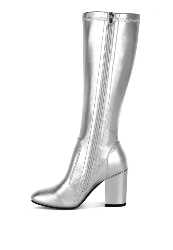 Metallic Pleather Long Boots