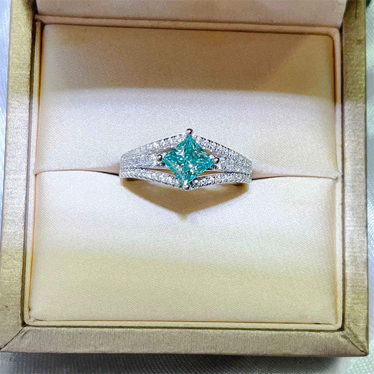 1 Carat Moissanite Sterling Silver Ring in Turquoise - women's ring