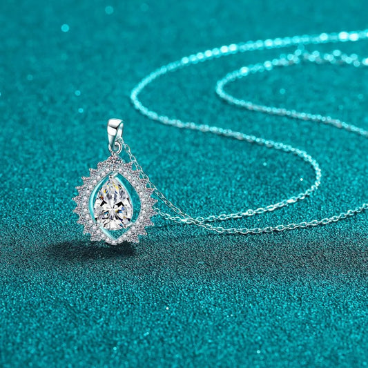 3 Carat Sterling Silver Moissanite Teardrop Necklace - alternate necklace view