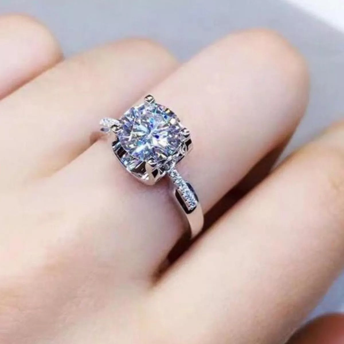 2 Carat Sterling Silver Moissanite Ring in Silver - women's ring