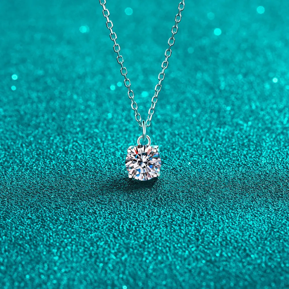 1 Carat Moissanite Sterling Silver Necklace in Silver - women's necklace