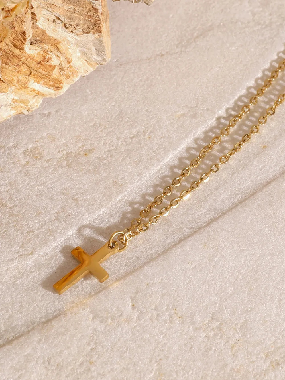 18K Gold-Plated Three-Layered Cross Necklace - alternate necklace view