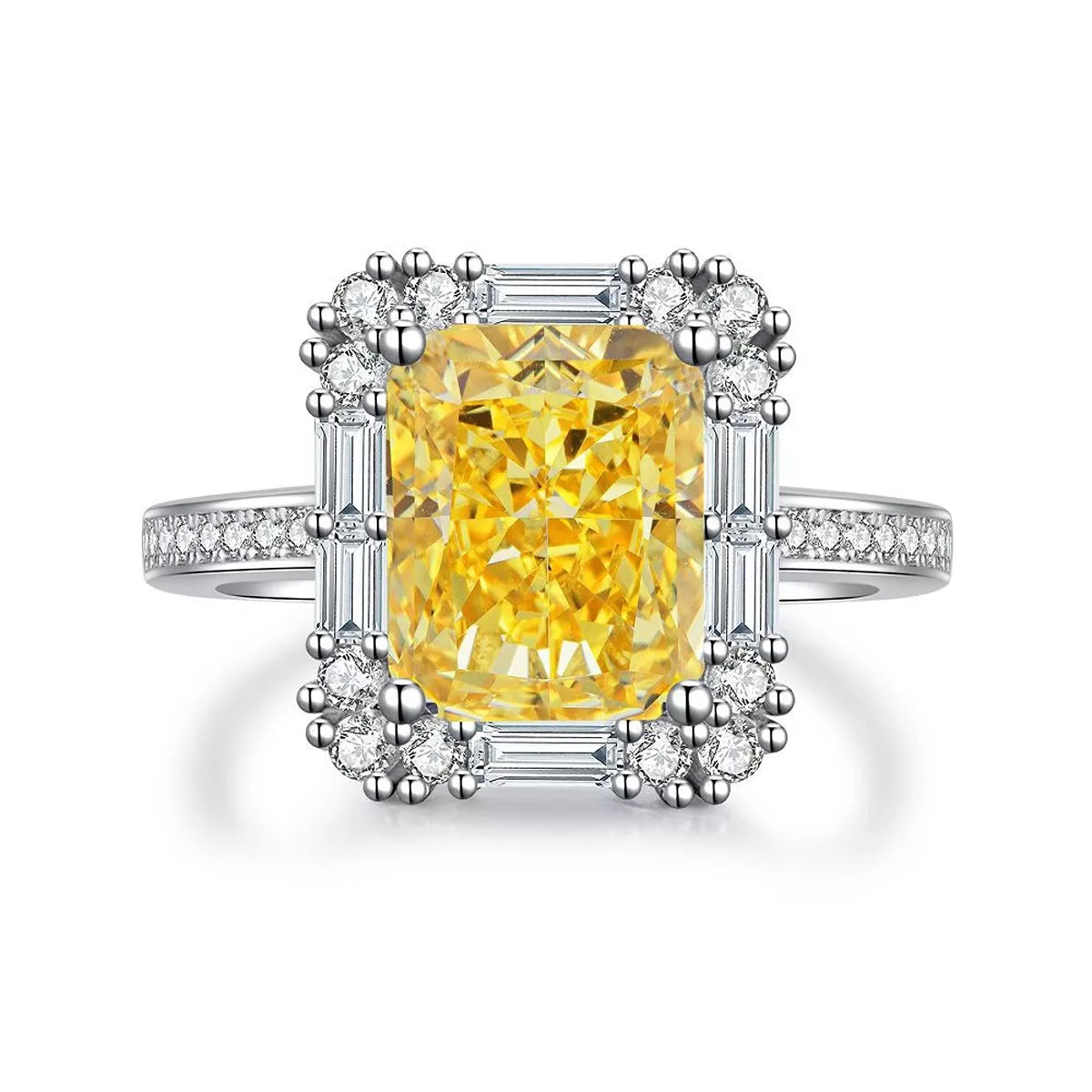 Sterling Silver Zircon Geometric Ring - alternate ring view