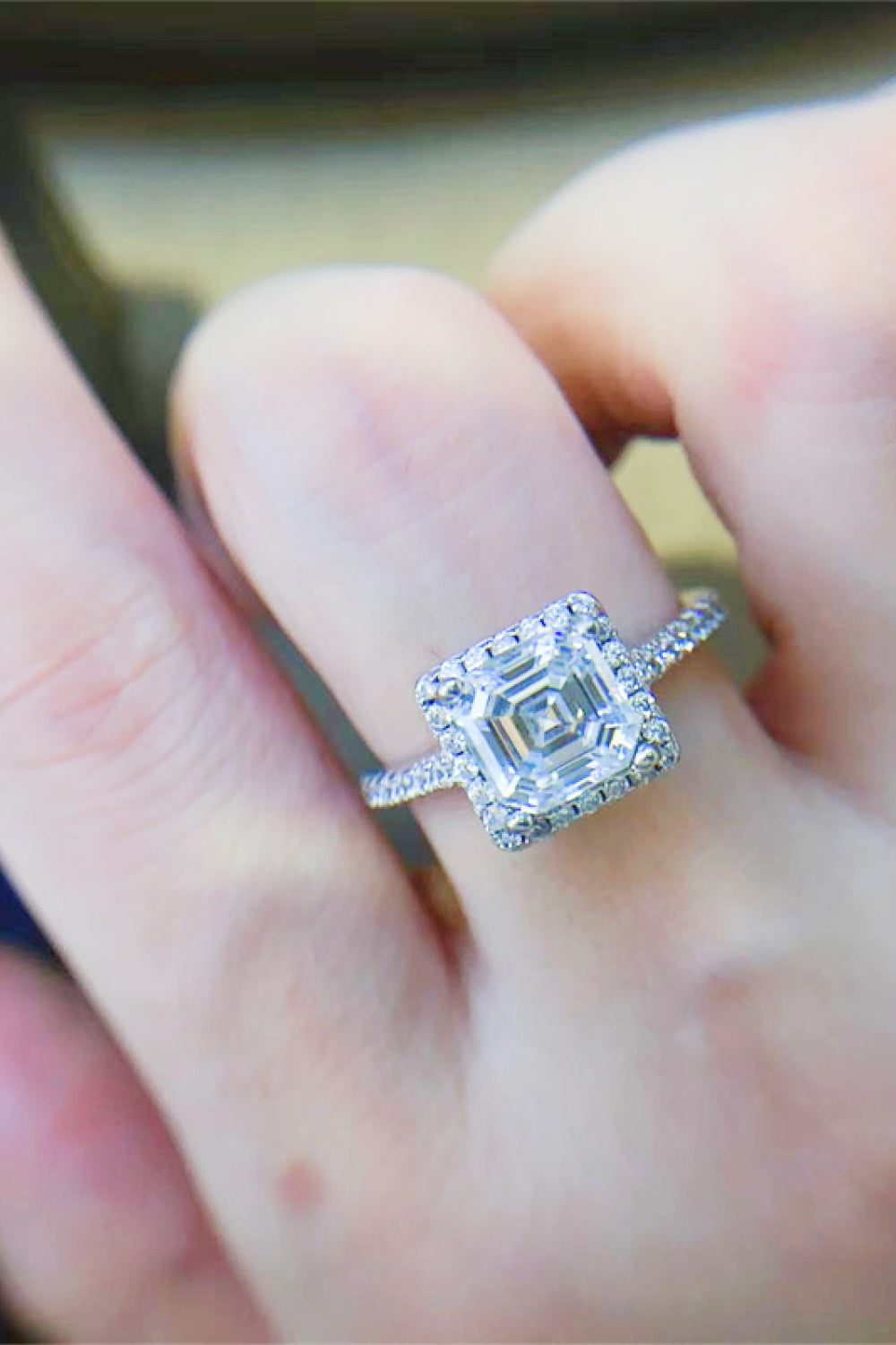 2 Carat Moissanite Sterling Silver Ring in Silver - women's ring