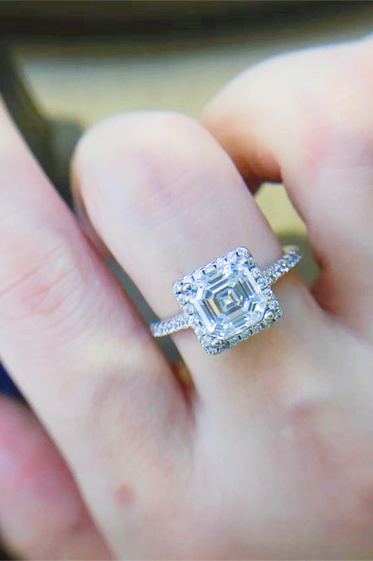 2 Carat Moissanite Sterling Silver Ring in Silver - women's ring