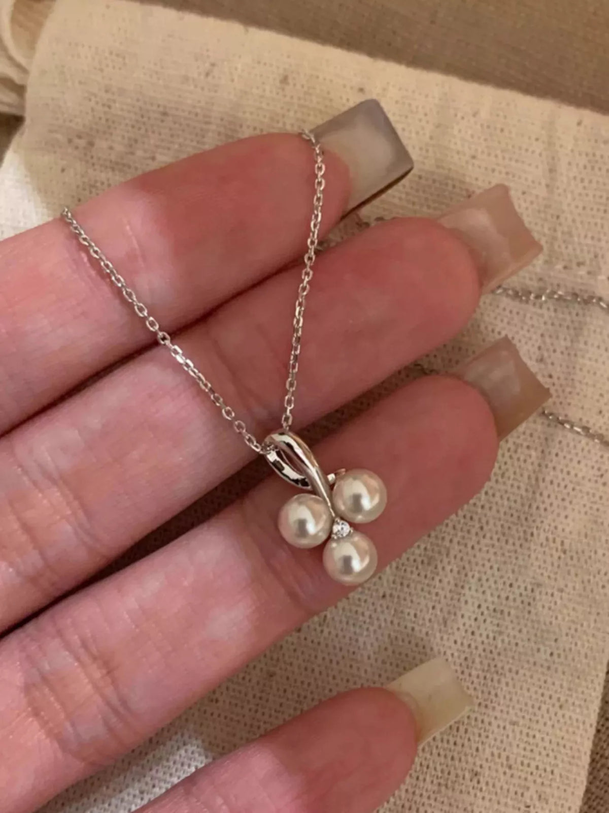 Sterling Silver Pearl Pendant Necklace in Silver - women's pendant necklace