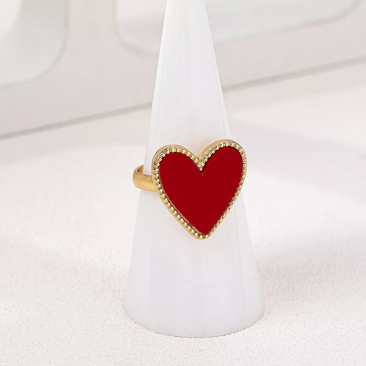 18K Gold-Plated Heart-Shaped Ring - alternate ring view