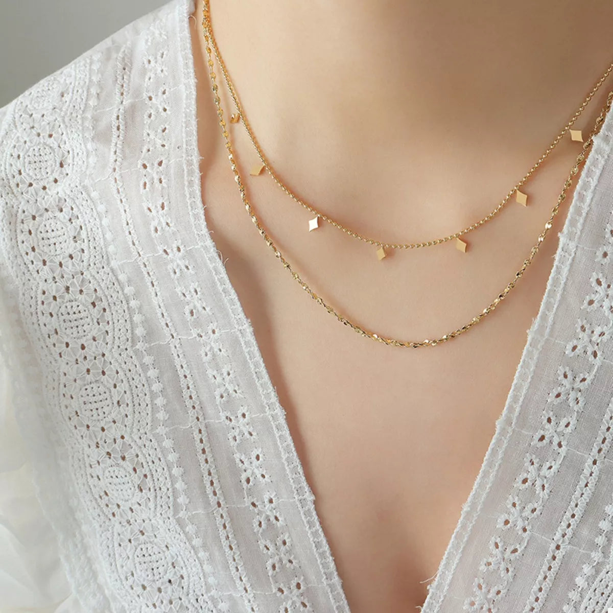 18K Gold-Plated Titanium Steel Layered Necklace - alternate necklace view