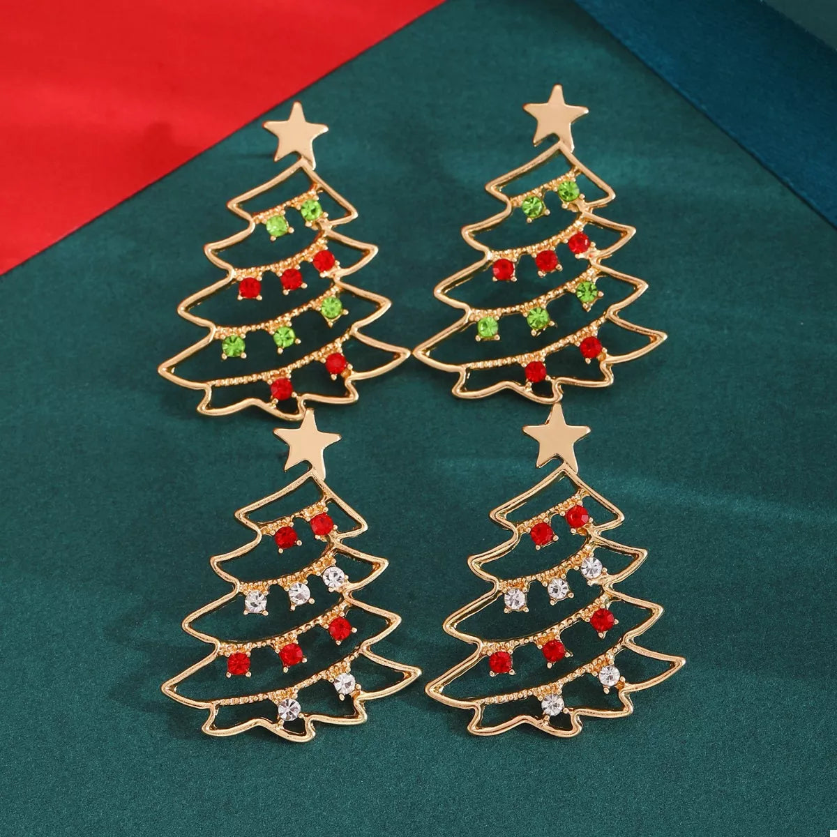 18K Gold-Plated Christmas Tree Earrings in Style B - women's earrings