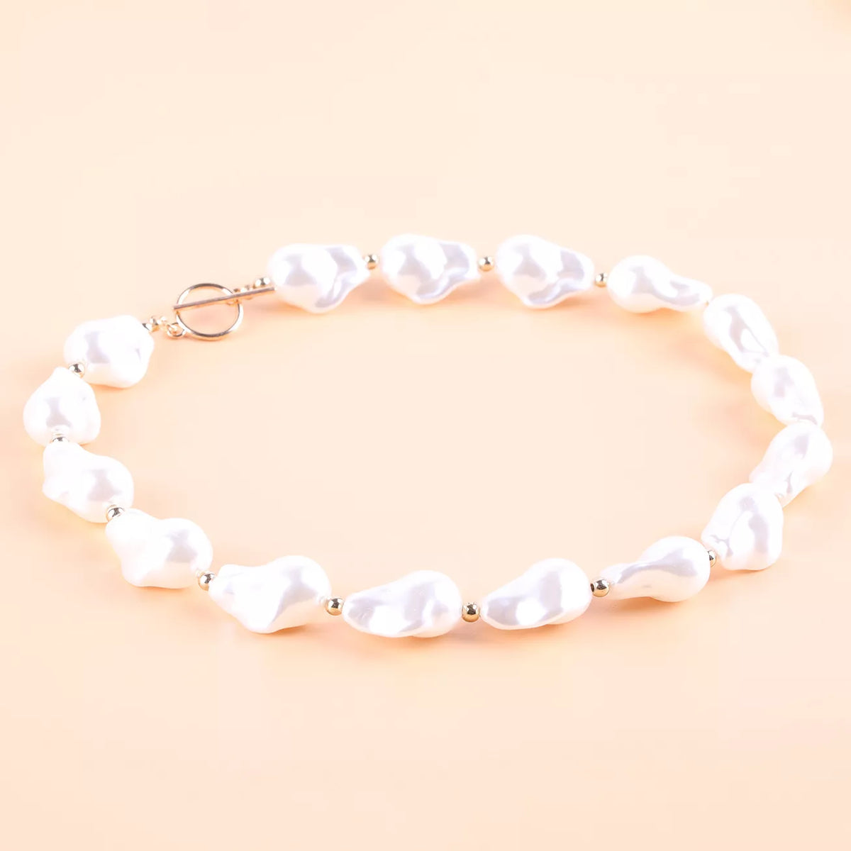Synthetic Pearl Necklace with Toggle Clasp - alternate necklace view