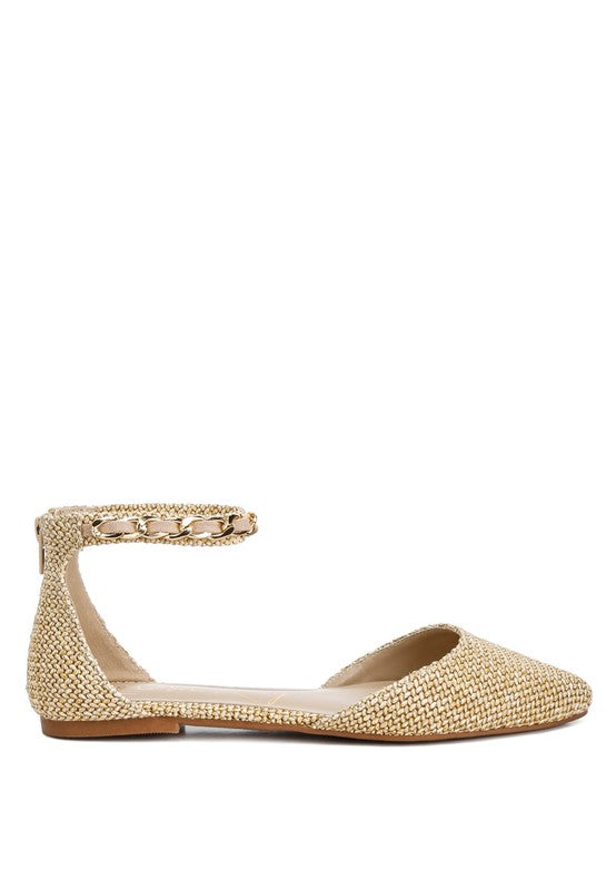 Raffia Chain Flat Sandals