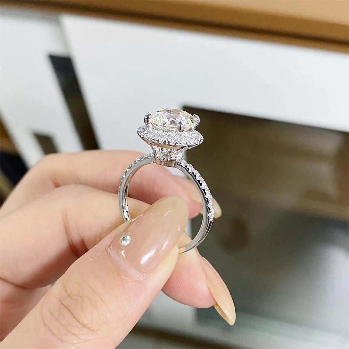 5 Carat Moissanite Sterling Silver Round Ring in Silver - women's ring