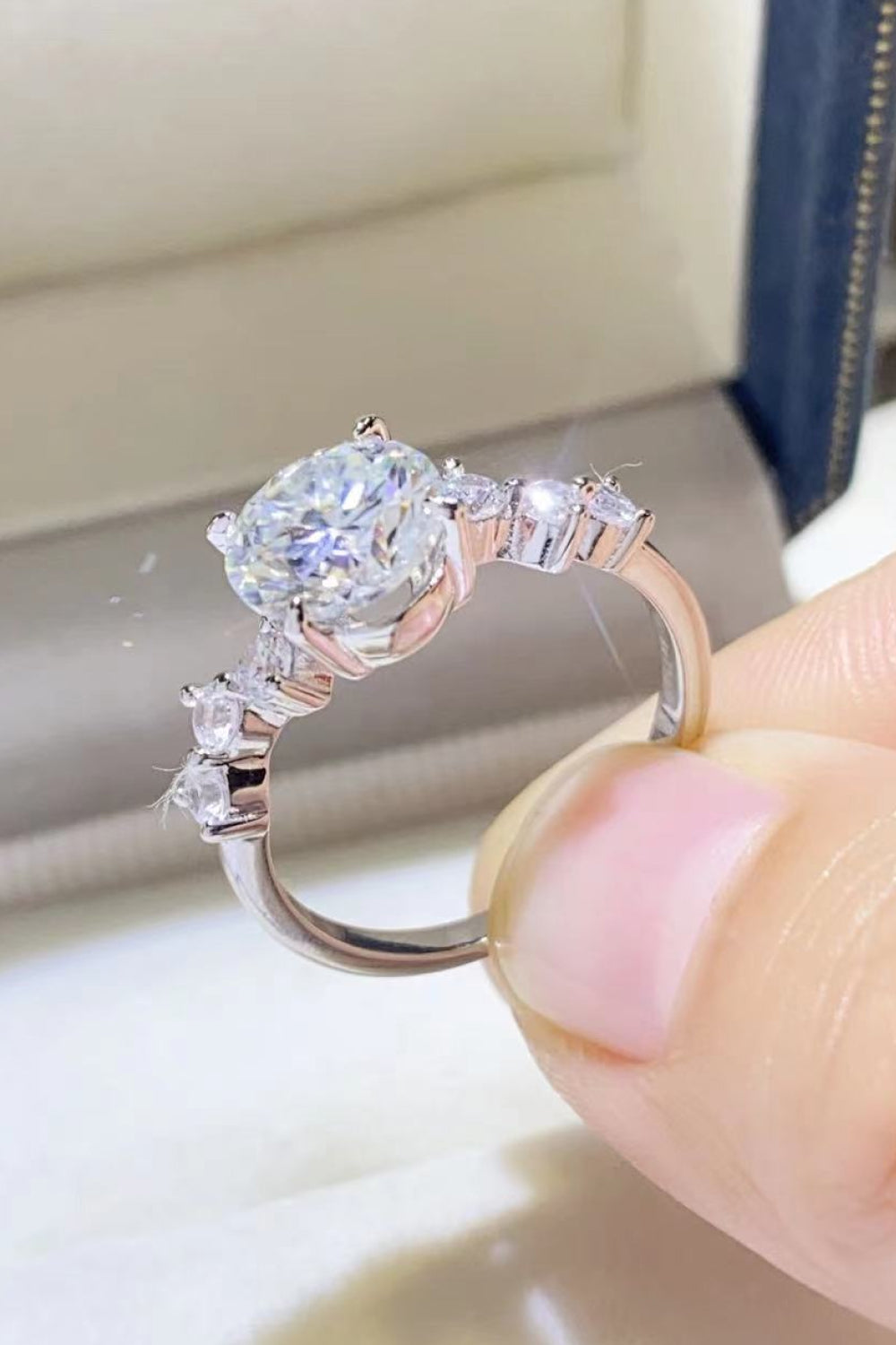 2 Carat Moissanite Sterling Silver Ring in Silver - women's ring