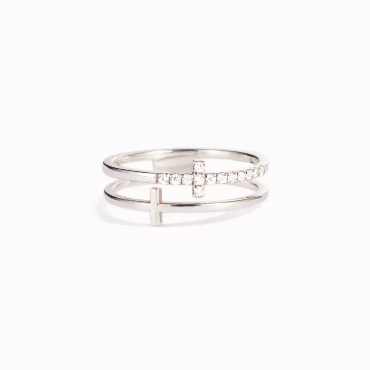 Double Band Cross Ring in Gold - women's band ring
