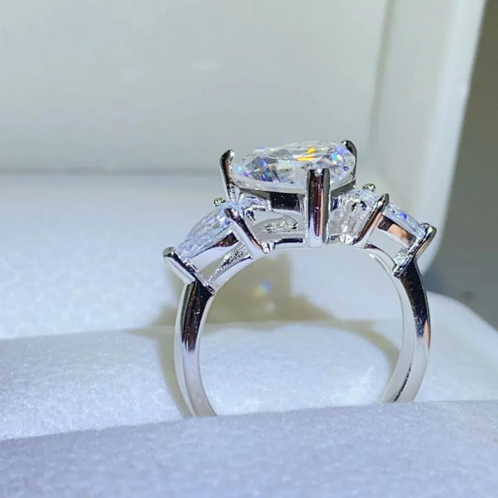 3 Carat Moissanite Sterling Silver Ring in Silver - women's ring