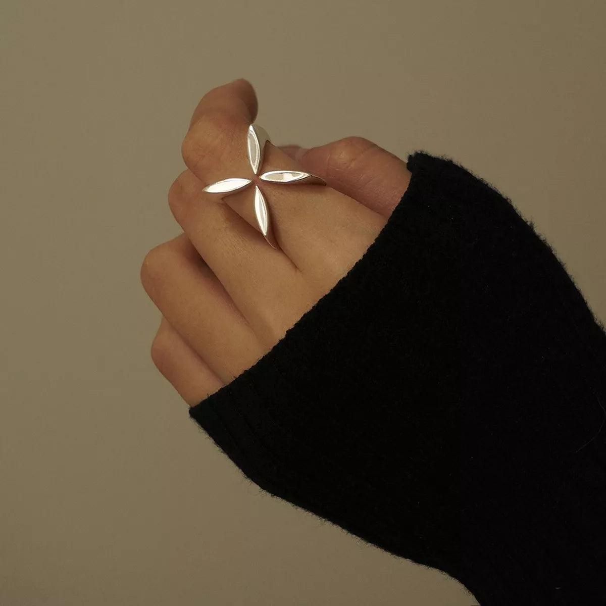 Stainless Steel Crisscross Open Ring - alternate ring view