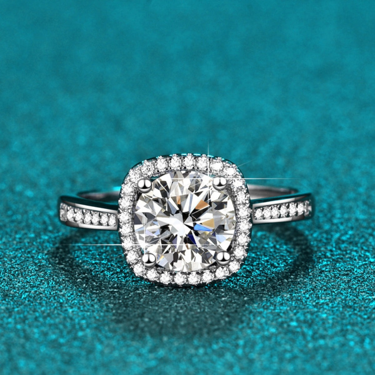 1 Carat Moissanite Sterling Silver Ring - alternate ring view